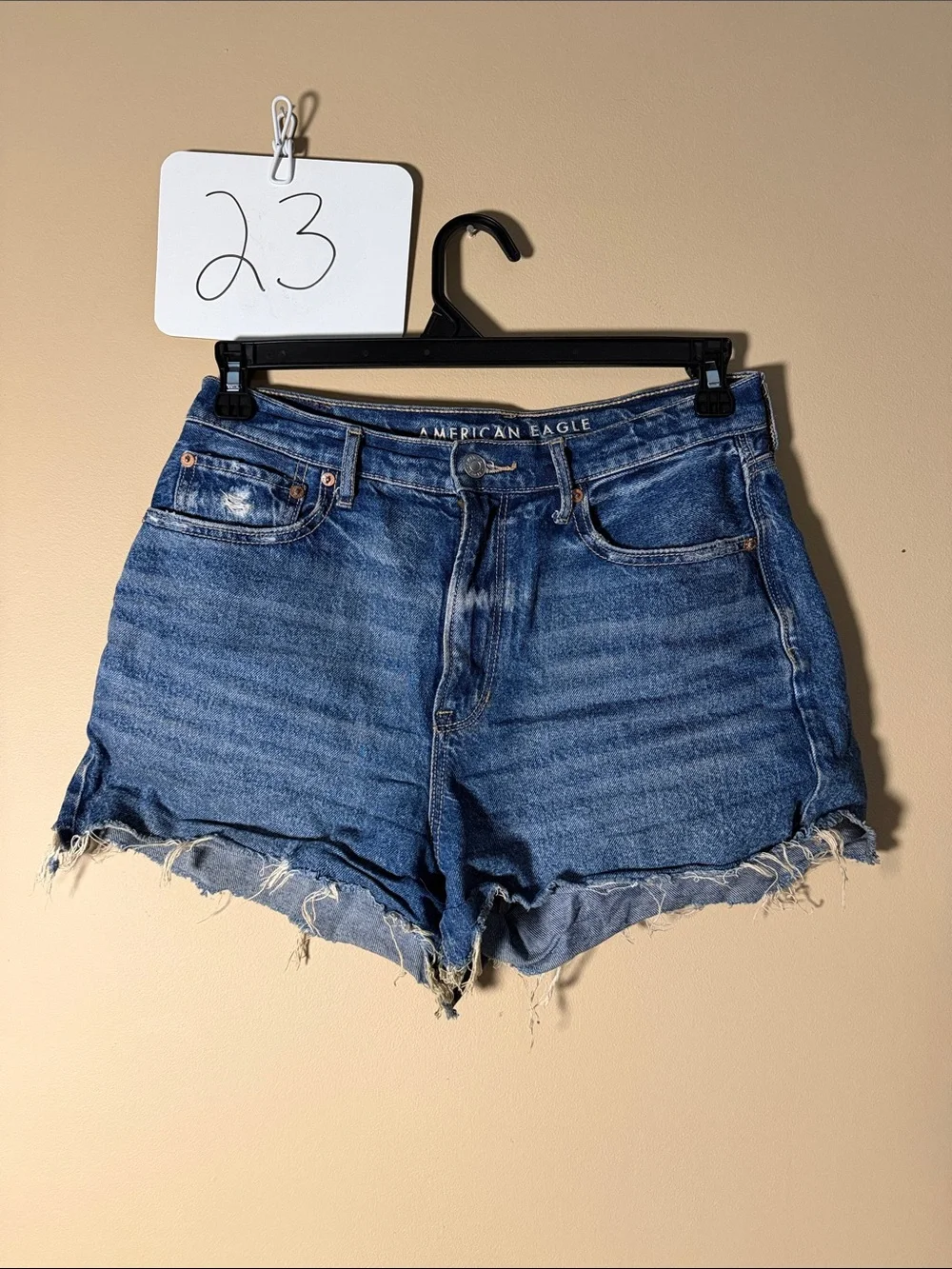 American Eagle Outfitters Distressed Blue Denim Cutoff Shorts Highest rise